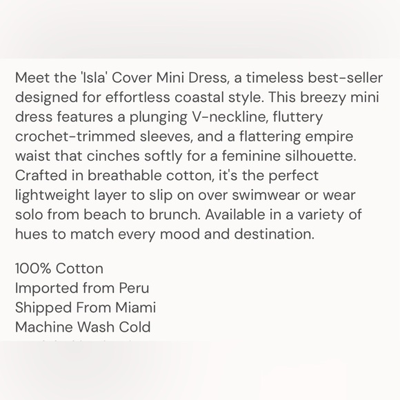 Seaspice Isla Cover Mini Dress White Boho Crochet Lace Cotton Beach Dress XL - Picture 8 of 14